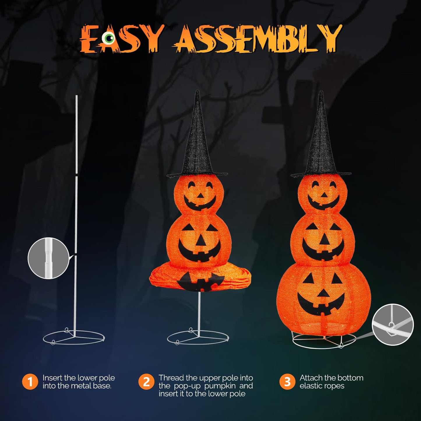 VINGLI Pop Up Halloween Lighted Decorations